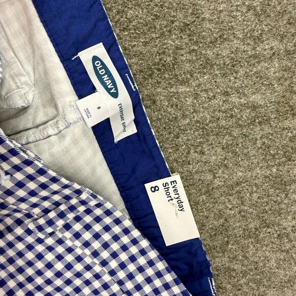 New Old Navy Shorts Women 8 Blue Plaid Mid Rise Everyday Short Chino Cotton - Picture 8 of 10